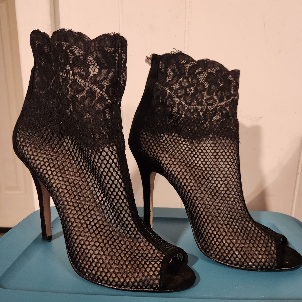 Chinese Laundry Mesh And Lace Ankle Booties
